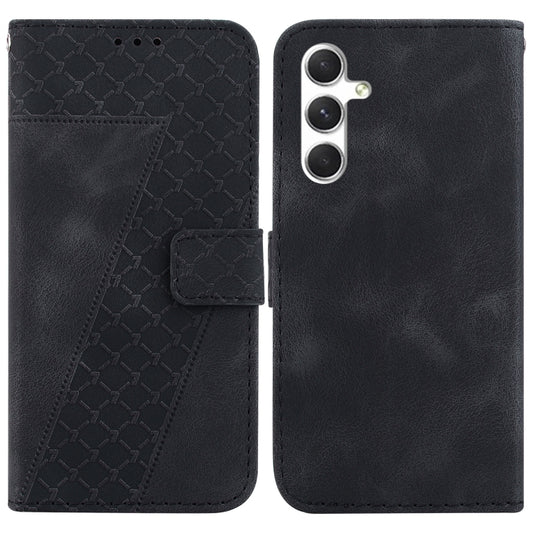 For Samsung Galaxy S25+ 5G Seven-shaped Embossed Leather Phone Case(Black) - Galaxy S25+ 5G Cases by PMC Jewellery | Online Shopping South Africa | PMC Jewellery | Buy Now Pay Later Mobicred