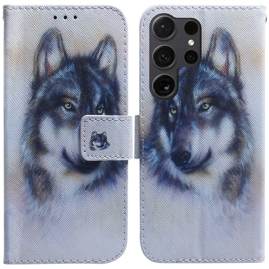 For Samsung Galaxy S25 Ultra 5G Coloured Drawing Flip Leather Phone Case(White Wolf) - Galaxy S25 Ultra 5G Cases by PMC Jewellery | Online Shopping South Africa | PMC Jewellery | Buy Now Pay Later Mobicred