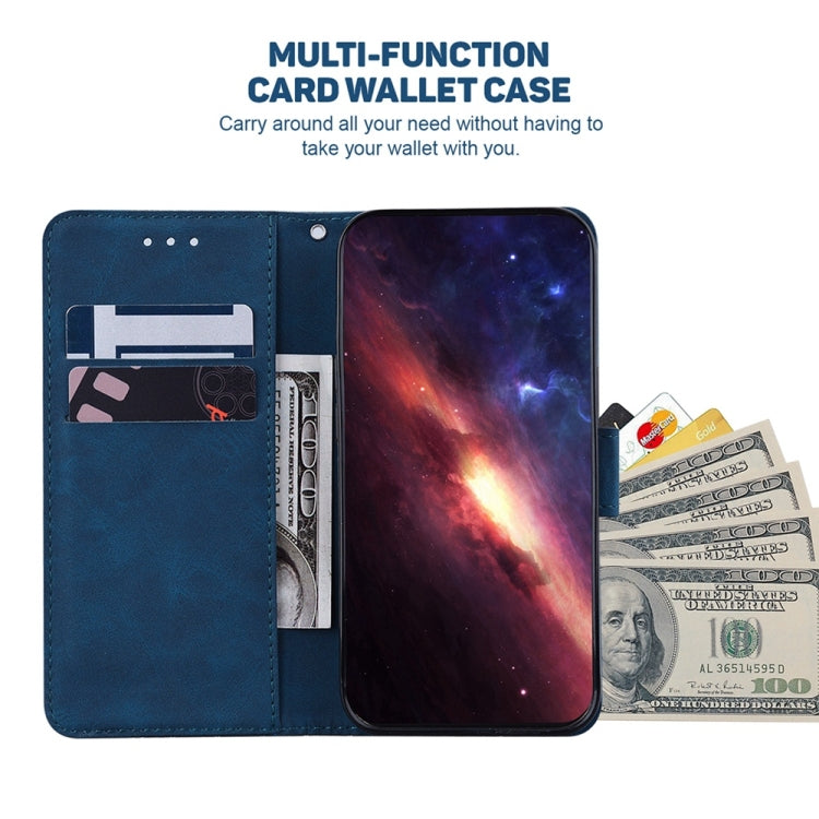For Samsung Galaxy S25+ 5G Geometric Embossed Leather Phone Case(Blue) - Galaxy S25+ 5G Cases by PMC Jewellery | Online Shopping South Africa | PMC Jewellery | Buy Now Pay Later Mobicred