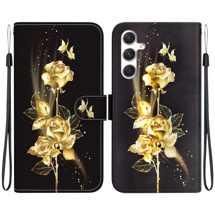 For Samsung Galaxy S25+ 5G Crystal Texture Colored Drawing Leather Phone Case(Gold Butterfly Rose) - Galaxy S25+ 5G Cases by PMC Jewellery | Online Shopping South Africa | PMC Jewellery | Buy Now Pay Later Mobicred