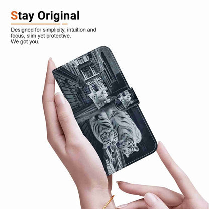 For Samsung Galaxy S25+ 5G Crystal Texture Colored Drawing Leather Phone Case(Cat Tiger Reflection) - Galaxy S25+ 5G Cases by PMC Jewellery | Online Shopping South Africa | PMC Jewellery | Buy Now Pay Later Mobicred