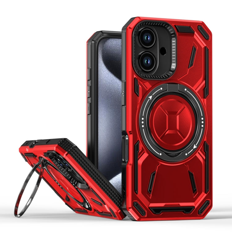 For iPhone 16 Armor II Series MagSafe Magnetic Holder Phone Case(Red) - iPhone 16 Cases by PMC Jewellery | Online Shopping South Africa | PMC Jewellery | Buy Now Pay Later Mobicred