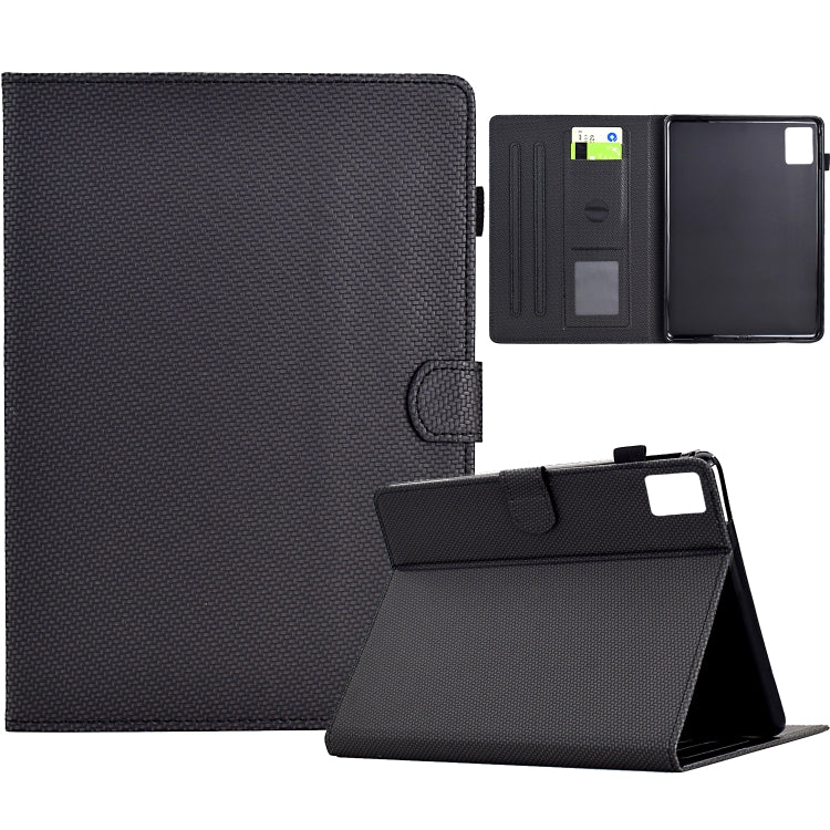 For Lenovo Tab M11 / Xiaoxin Pad 2024 Solid Color Fiber Texture Smart Tablet Leather Case(Black) - free shipping - PMC Jewellery - Order now!