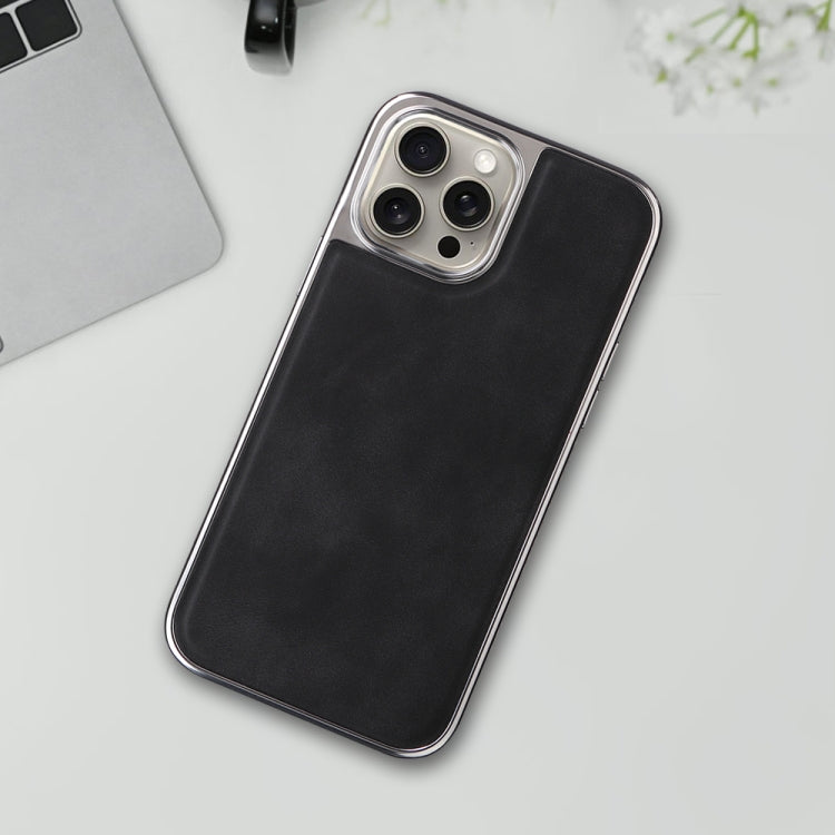 For iPhone 16 Plus Electroplated Side PU Hybrid TPU MagSafe Phone Case(Black) - iPhone 16 Plus Cases by PMC TechLife | Online Shopping South Africa | PMC TechLife | Buy Now Pay Later Mobicred