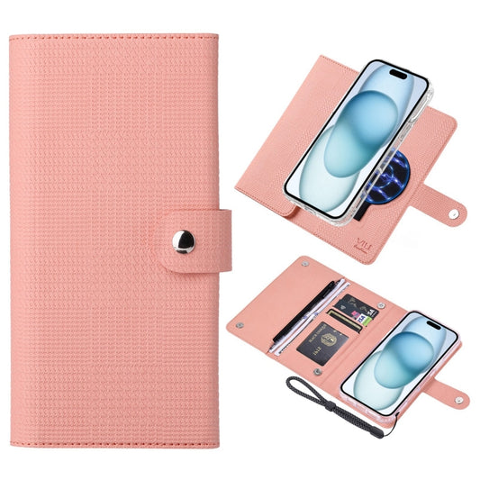 For iPhone 15 ViLi GHB-C Series RFID MagSafe Magnetic Flip Leather Phone Case(Pink) - iPhone 15 Cases by ViLi | Online Shopping South Africa | PMC Jewellery | Buy Now Pay Later Mobicred