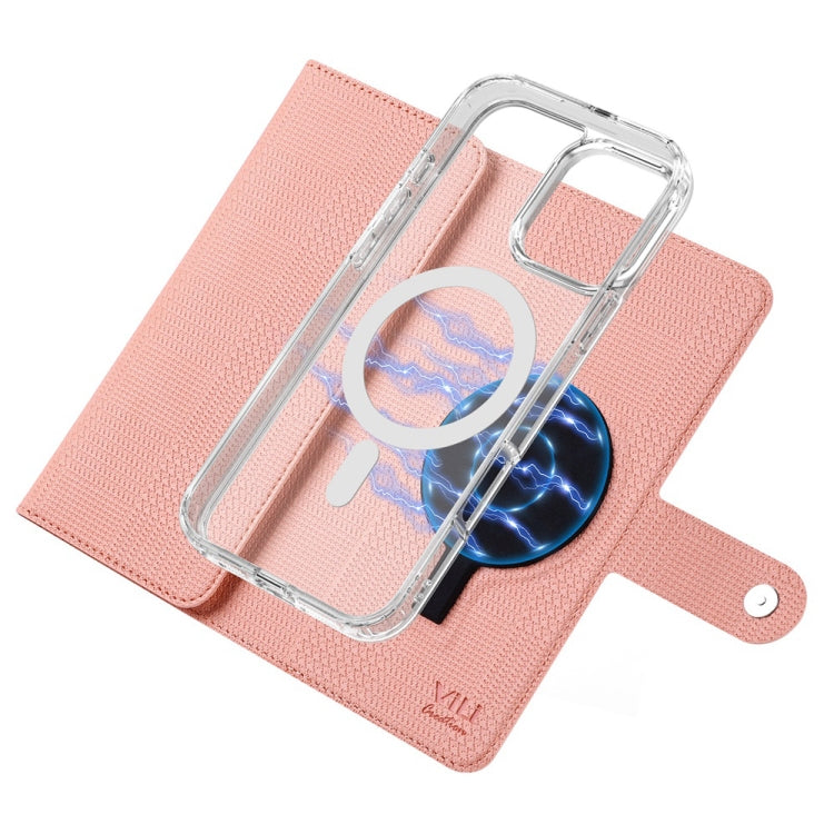 For iPhone 15 Plus ViLi GHB-C Series RFID MagSafe Magnetic Flip Leather Phone Case(Pink) - iPhone 15 Plus Cases by ViLi | Online Shopping South Africa | PMC Jewellery | Buy Now Pay Later Mobicred