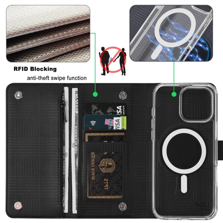 For iPhone 15 Pro ViLi GHB-C Series RFID MagSafe Magnetic Flip Leather Phone Case(Black) - iPhone 15 Pro Cases by ViLi | Online Shopping South Africa | PMC Jewellery | Buy Now Pay Later Mobicred