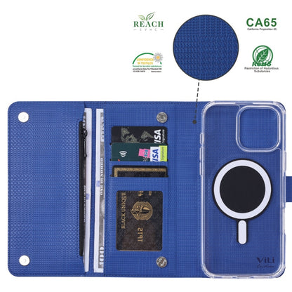 For iPhone 13 Pro Max ViLi GHB-C Series RFID MagSafe Magnetic Flip Leather Phone Case(Blue) - iPhone 13 Pro Max Cases by ViLi | Online Shopping South Africa | PMC Jewellery | Buy Now Pay Later Mobicred