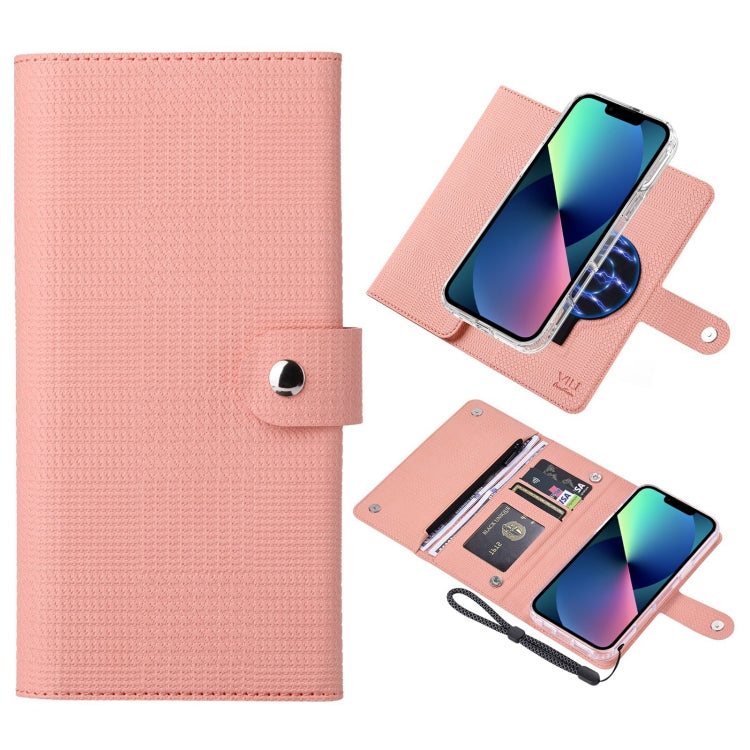 For iPhone 13 ViLi GHB-C Series RFID MagSafe Magnetic Flip Leather Phone Case(Pink) - free shipping - PMC Jewellery - Order now!