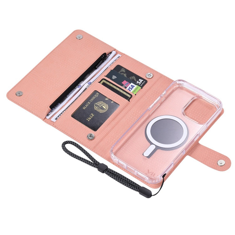 For iPhone 13 ViLi GHB-C Series RFID MagSafe Magnetic Flip Leather Phone Case(Pink) - free shipping - PMC Jewellery - Order now!