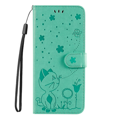 For Samsung Galaxy S25 / S24 5G Cat and Bee Embossed Flip Leather Phone Case(Green) - Galaxy S25 5G Cases by PMC Jewellery | Online Shopping South Africa | PMC Jewellery | Buy Now Pay Later Mobicred