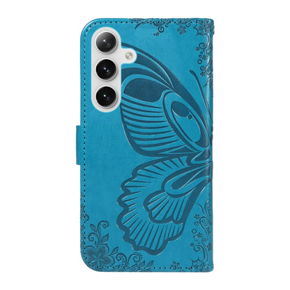 For Samsung Galaxy S25 / S24 5G Swallowtail Butterfly Embossed Leather Phone Case(Blue) - Galaxy S25 5G Cases by PMC Jewellery | Online Shopping South Africa | PMC Jewellery | Buy Now Pay Later Mobicred