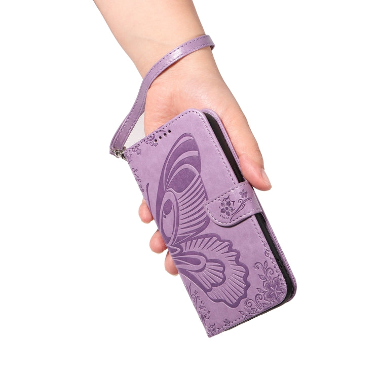 For Samsung Galaxy S25 / S24 5G Swallowtail Butterfly Embossed Leather Phone Case(Purple) - Galaxy S25 5G Cases by PMC Jewellery | Online Shopping South Africa | PMC Jewellery | Buy Now Pay Later Mobicred