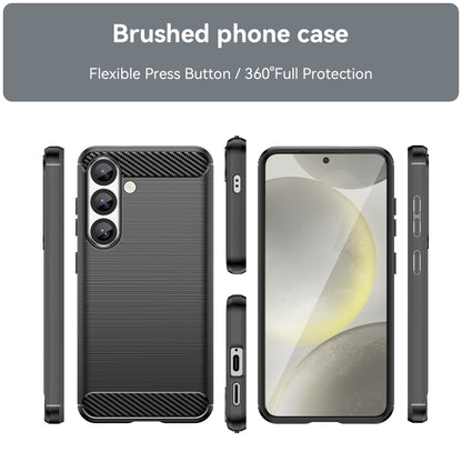 For Samsung Galaxy S25 5G Carbon Fiber Brushed Texture TPU Phone Case(Black) - Galaxy S25 5G Cases by PMC Jewellery | Online Shopping South Africa | PMC Jewellery | Buy Now Pay Later Mobicred