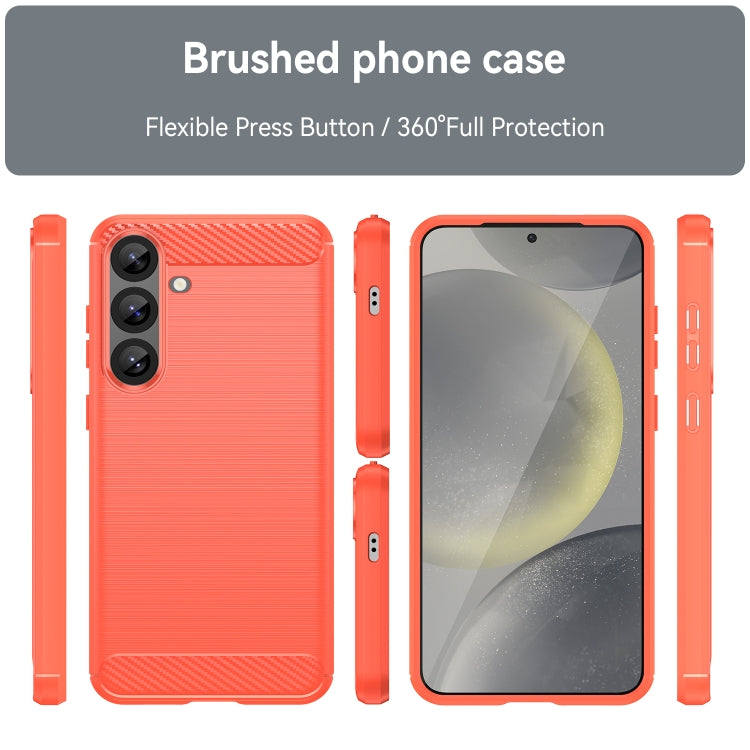 For Samsung Galaxy S25+ 5G Carbon Fiber Brushed Texture TPU Phone Case(Red) - Galaxy S25+ 5G Cases by PMC Jewellery | Online Shopping South Africa | PMC Jewellery | Buy Now Pay Later Mobicred