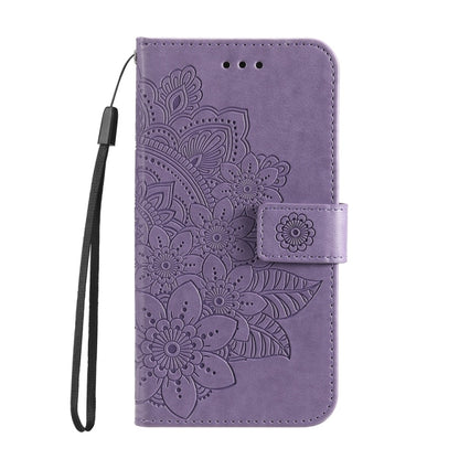 For Samsung Galaxy S25 5G Seven-petal Flowers Embossing Leather Phone Case(Light Purple) - Galaxy S25 5G Cases by PMC Jewellery | Online Shopping South Africa | PMC Jewellery | Buy Now Pay Later Mobicred