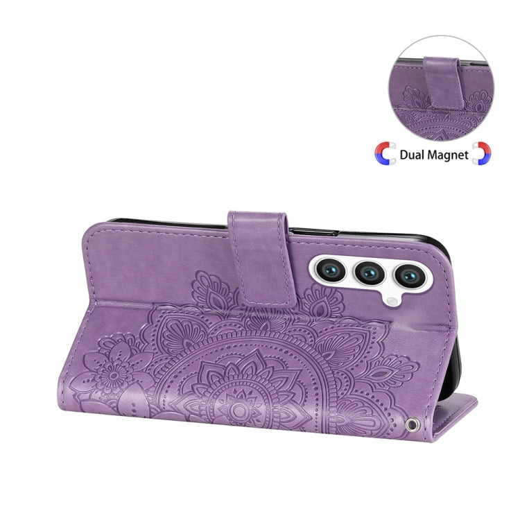 For Samsung Galaxy S25+ 5G Seven-petal Flowers Embossing Leather Phone Case(Light Purple) - Galaxy S25+ 5G Cases by PMC Jewellery | Online Shopping South Africa | PMC Jewellery | Buy Now Pay Later Mobicred