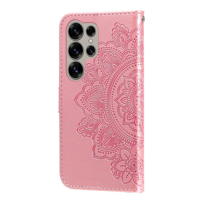 For Samsung Galaxy S25 Ultra 5G Seven-petal Flowers Embossing Leather Phone Case(Rose Gold) - Galaxy S25 Ultra 5G Cases by PMC Jewellery | Online Shopping South Africa | PMC Jewellery | Buy Now Pay Later Mobicred