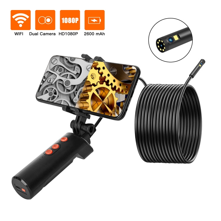 F280 8mm 1080P IP68 Waterproof Dual Camera WiFi Digital Endoscope, Length:10m Hard Cable(Black) -  by PMC Jewellery | Online Shopping South Africa | PMC Jewellery | Buy Now Pay Later Mobicred