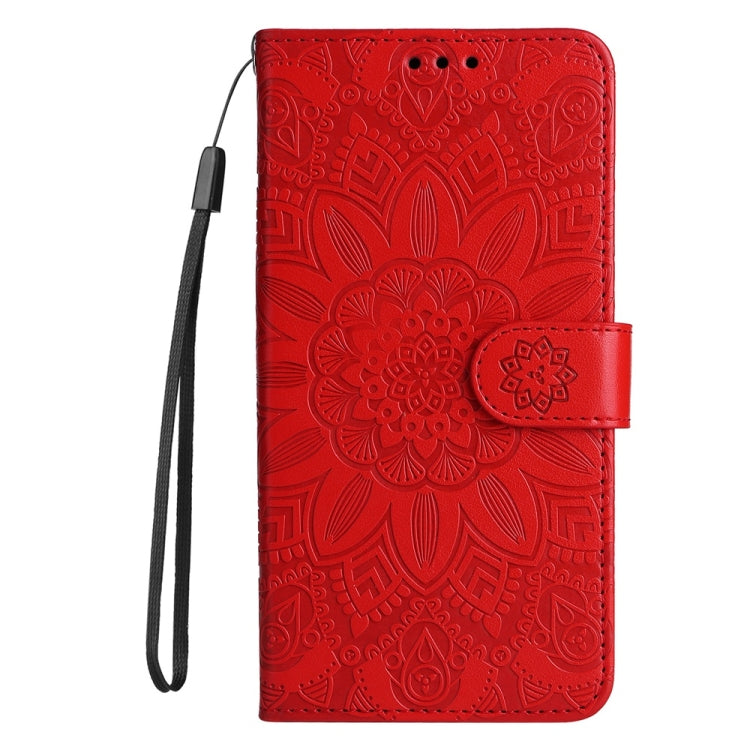 For Samsung Galaxy S25+ 5G Embossed Sunflower Leather Phone Case(Red) - Galaxy S25+ 5G Cases by PMC Jewellery | Online Shopping South Africa | PMC Jewellery | Buy Now Pay Later Mobicred