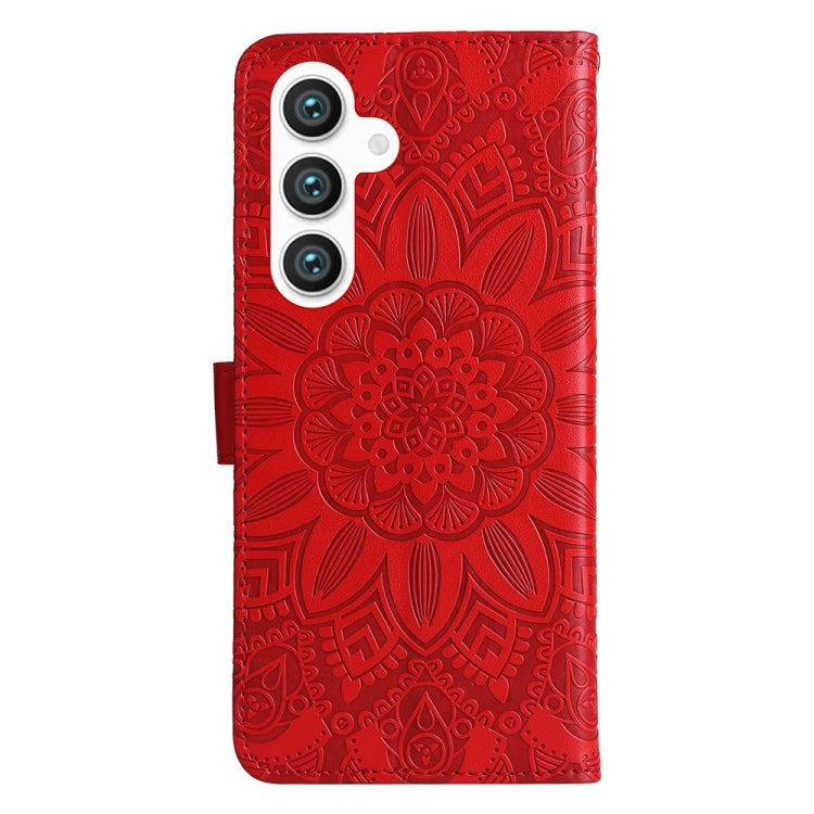 For Samsung Galaxy S25+ 5G Embossed Sunflower Leather Phone Case(Red) - Galaxy S25+ 5G Cases by PMC Jewellery | Online Shopping South Africa | PMC Jewellery | Buy Now Pay Later Mobicred