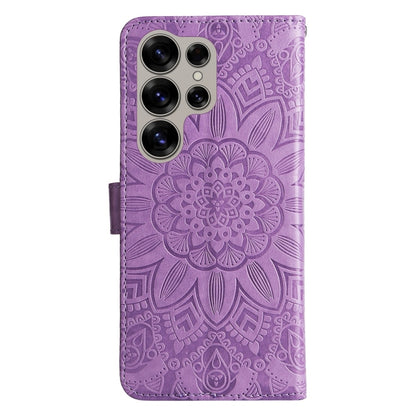 For Samsung Galaxy S25 Ultra 5G Embossed Sunflower Leather Phone Case(Purple) - Galaxy S25 Ultra 5G Cases by PMC Jewellery | Online Shopping South Africa | PMC Jewellery | Buy Now Pay Later Mobicred