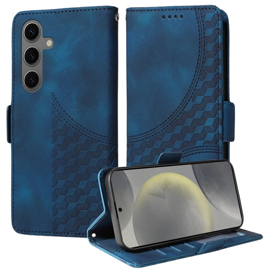 For Samsung Galaxy S25 5G Embossed Rhombus Starry Leather Phone Case(Blue) - Galaxy S25 5G Cases by PMC Jewellery | Online Shopping South Africa | PMC Jewellery | Buy Now Pay Later Mobicred