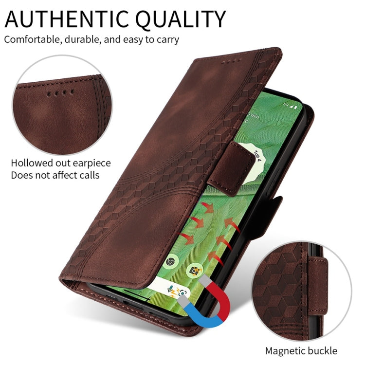 For Samsung Galaxy S25 5G Embossed Rhombus Starry Leather Phone Case(Brown) - Galaxy S25 5G Cases by PMC TechLife | Online Shopping South Africa | PMC TechLife | Buy Now Pay Later Mobicred