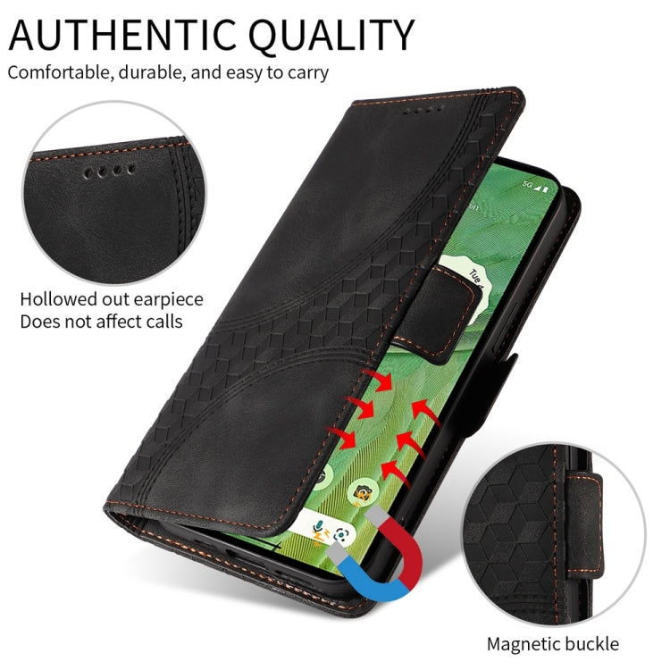 For Samsung Galaxy S25+ 5G Embossed Rhombus Starry Leather Phone Case(Black) - Galaxy S25+ 5G Cases by PMC TechLife | Online Shopping South Africa | PMC TechLife | Buy Now Pay Later Mobicred