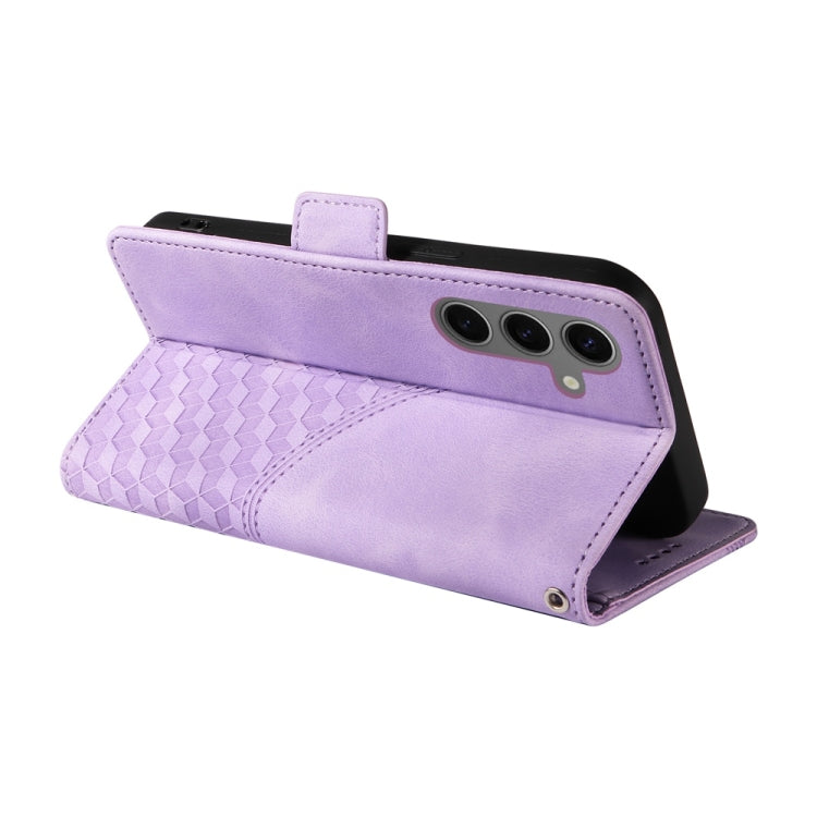 For Samsung Galaxy S25+ 5G Embossed Rhombus Starry Leather Phone Case(Purple) - Galaxy S25+ 5G Cases by PMC Jewellery | Online Shopping South Africa | PMC Jewellery | Buy Now Pay Later Mobicred