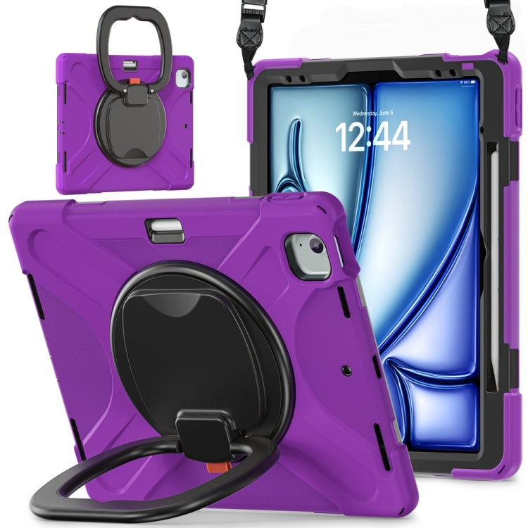 For iPad Air 13 2024 / Air 13 2025 Silicone Hybrid PC Tablet Case with Holder & Shoulder Strap(Purple) - iPad Air 13 2025 / 2024 Cases by PMC Jewellery | Online Shopping South Africa | PMC Jewellery | Buy Now Pay Later Mobicred