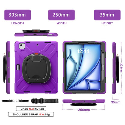 For iPad Air 13 2024 / Air 13 2025 Silicone Hybrid PC Tablet Case with Holder & Shoulder Strap(Purple) - iPad Air 13 2025 / 2024 Cases by PMC Jewellery | Online Shopping South Africa | PMC Jewellery | Buy Now Pay Later Mobicred