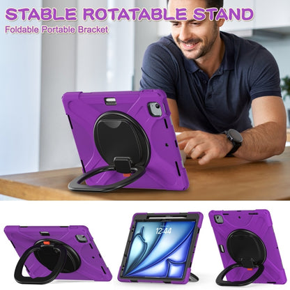 For iPad Air 13 2024 / Air 13 2025 Silicone Hybrid PC Tablet Case with Holder & Shoulder Strap(Purple) - iPad Air 13 2025 / 2024 Cases by PMC Jewellery | Online Shopping South Africa | PMC Jewellery | Buy Now Pay Later Mobicred