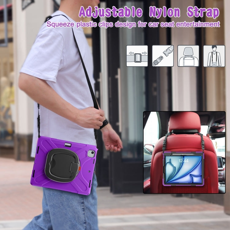 For iPad Air 13 2024 / Air 13 2025 Silicone Hybrid PC Tablet Case with Holder & Shoulder Strap(Purple) - iPad Air 13 2025 / 2024 Cases by PMC Jewellery | Online Shopping South Africa | PMC Jewellery | Buy Now Pay Later Mobicred