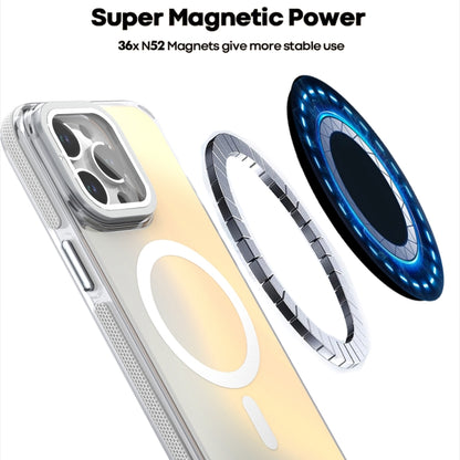 For iPhone 16 Pro MagSafe Gradient Color Lens Film Phone Case with Lens Fold Holder(White) - iPhone 16 Pro Cases by PMC Jewellery | Online Shopping South Africa | PMC Jewellery | Buy Now Pay Later Mobicred