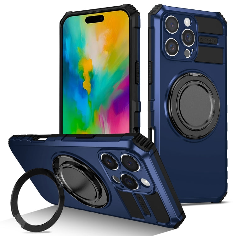 For iPhone 16 Pro Max Rotating Magnetic Holder Phone Case(Royal Blue) - iPhone 16 Pro Max Cases by PMC Jewellery | Online Shopping South Africa | PMC Jewellery | Buy Now Pay Later Mobicred