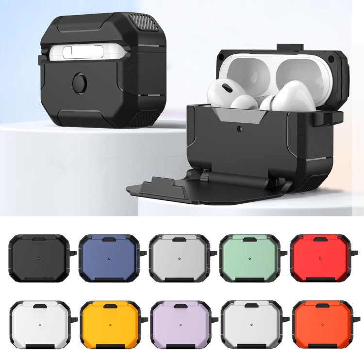 For AirPods 2 / 1 Phone Holder Design Earbuds Box Protective Case(Black) - For AirPods 1/2 by PMC Jewellery | Online Shopping South Africa | PMC Jewellery | Buy Now Pay Later Mobicred