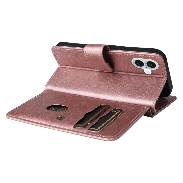 For iPhone 16 Plus Multi-Function Wallet 10 Card Slots Leather Phone Case(Rose Gold) - iPhone 16 Plus Cases by PMC Jewellery | Online Shopping South Africa | PMC Jewellery | Buy Now Pay Later Mobicred