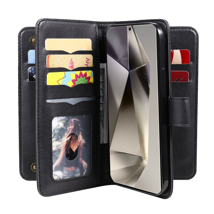 For Samsung Galaxy S25 Ultra 5G Multi-Function Wallet 10 Card Slots Leather Phone Case(Black) - Galaxy S25 Ultra 5G Cases by PMC Jewellery | Online Shopping South Africa | PMC Jewellery | Buy Now Pay Later Mobicred