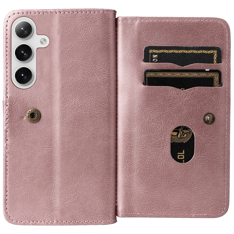 For Samsung Galaxy S25+ / S24+ 5G Multi-Function Wallet 10 Card Slots Leather Phone Case(Rose Gold) - Galaxy S25+ 5G Cases by PMC Jewellery | Online Shopping South Africa | PMC Jewellery | Buy Now Pay Later Mobicred