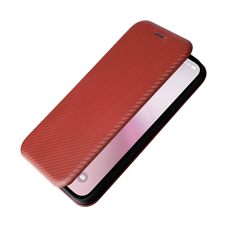 For iPhone 16e Carbon Fiber Texture Flip Leather Phone Case(Brown) - iPhone 16e Cases by PMC TechLife | Online Shopping South Africa | PMC TechLife | Buy Now Pay Later Mobicred