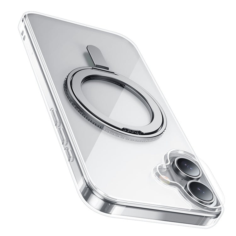 For iPhone 16 hoco AS1 MagSafe Magnetic Rotating Stand Phone Case(Transparent) - iPhone 16 Cases by hoco | Online Shopping South Africa | PMC Jewellery | Buy Now Pay Later Mobicred