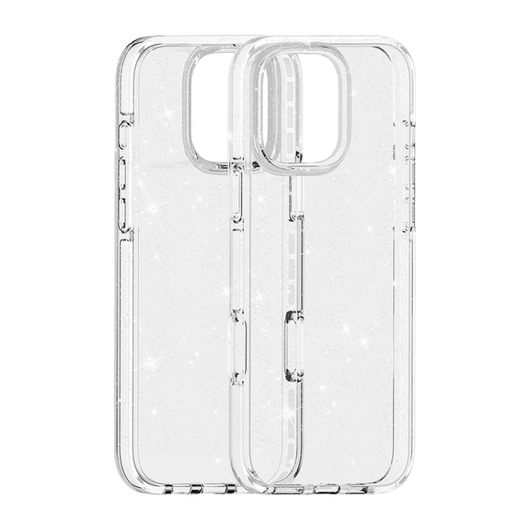 For iPhone 16 Plus Dual Color Clear Glitter TPU + TPE Full Coverage Phone Case(Glitter White) - iPhone 16 Plus Cases by PMC Jewellery | Online Shopping South Africa | PMC Jewellery | Buy Now Pay Later Mobicred