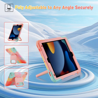 For iPad 10.2 2021 / 2020 / 2019 Legend Grip Holder Silicone Hybrid PC Tablet Case with Strap(Colorful Pink) - iPad 10.2 Cases by PMC Jewellery | Online Shopping South Africa | PMC Jewellery | Buy Now Pay Later Mobicred