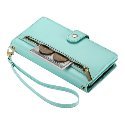 For Google Pixel 9 / 9 Pro Nine Card-slot Zipper Wallet Bag Leather Phone Case(Mint Green) - Google Cases by PMC Jewellery | Online Shopping South Africa | PMC Jewellery | Buy Now Pay Later Mobicred