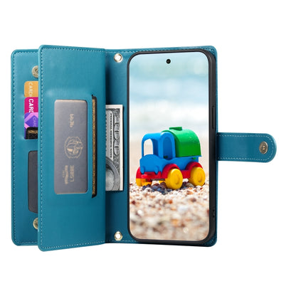 For Google Pixel 9 / 9 Pro Nine Card-slot Zipper Wallet Bag Leather Phone Case(Blue) - Google Cases by PMC Jewellery | Online Shopping South Africa | PMC Jewellery | Buy Now Pay Later Mobicred