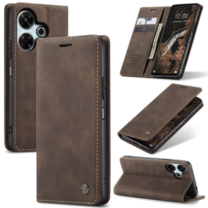 For Redmi 13 CaseMe 013 Multifunctional Horizontal Flip Leather Phone Case(Coffee) - Redmi 13 Cases by CaseMe | Online Shopping South Africa | PMC Jewellery | Buy Now Pay Later Mobicred