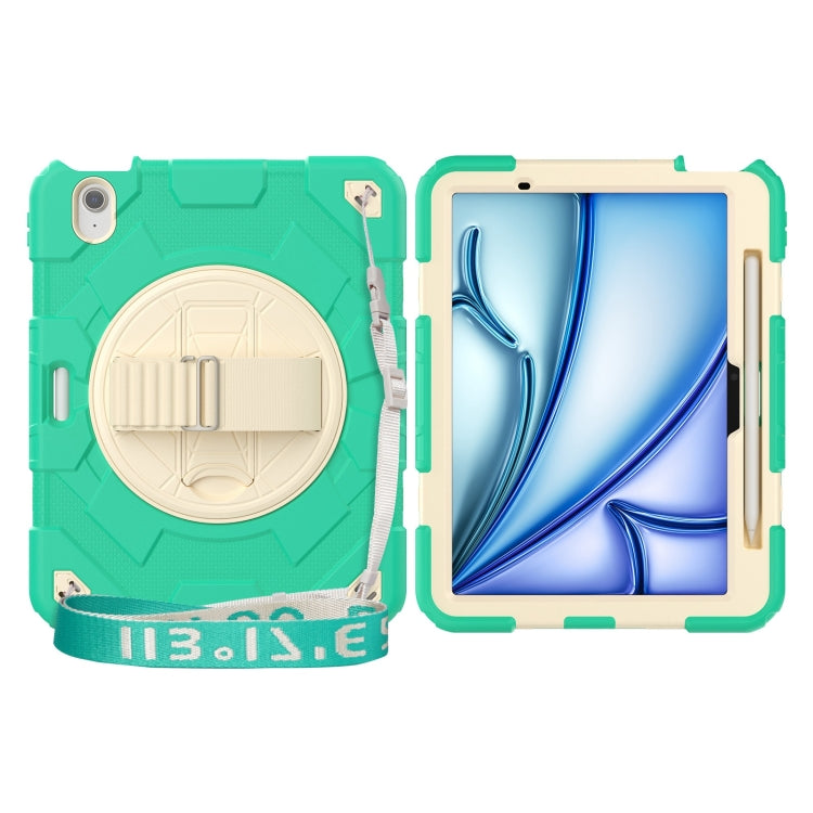 For iPad Air 11 2024 Spider Hand Grip Turntable Stand Tablet Case(Cyan Gold) - iPad Air 11 2024 Cases by PMC Jewellery | Online Shopping South Africa | PMC Jewellery | Buy Now Pay Later Mobicred