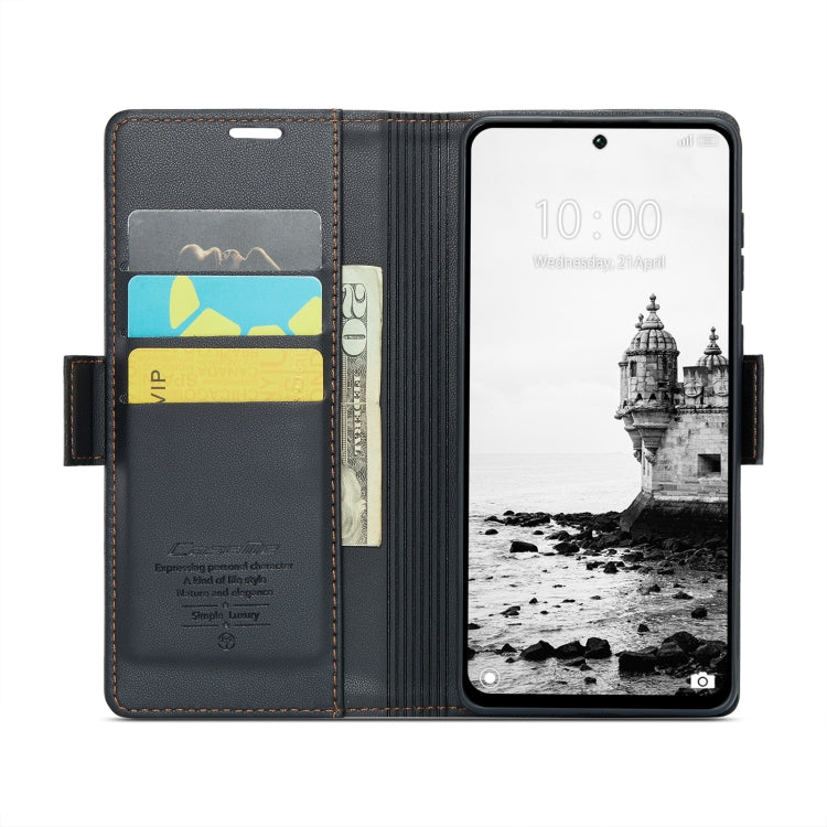 For Redmi 13 CaseMe 023 Butterfly Buckle Litchi Texture RFID Anti-theft Leather Phone Case(Black) - Redmi 13 Cases by CaseMe | Online Shopping South Africa | PMC Jewellery | Buy Now Pay Later Mobicred