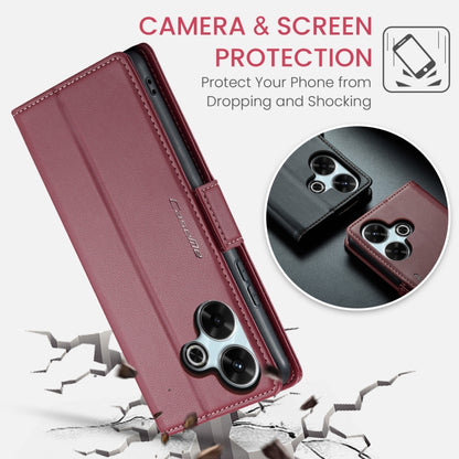 For Redmi 13 CaseMe 023 Butterfly Buckle Litchi Texture RFID Anti-theft Leather Phone Case(Wine Red) - Redmi 13 Cases by CaseMe | Online Shopping South Africa | PMC Jewellery | Buy Now Pay Later Mobicred